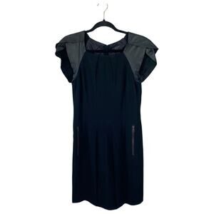 RAG & BONE Black Mini Dress Lamb Leather Edgy Moto LBD Party Sexy Size 2